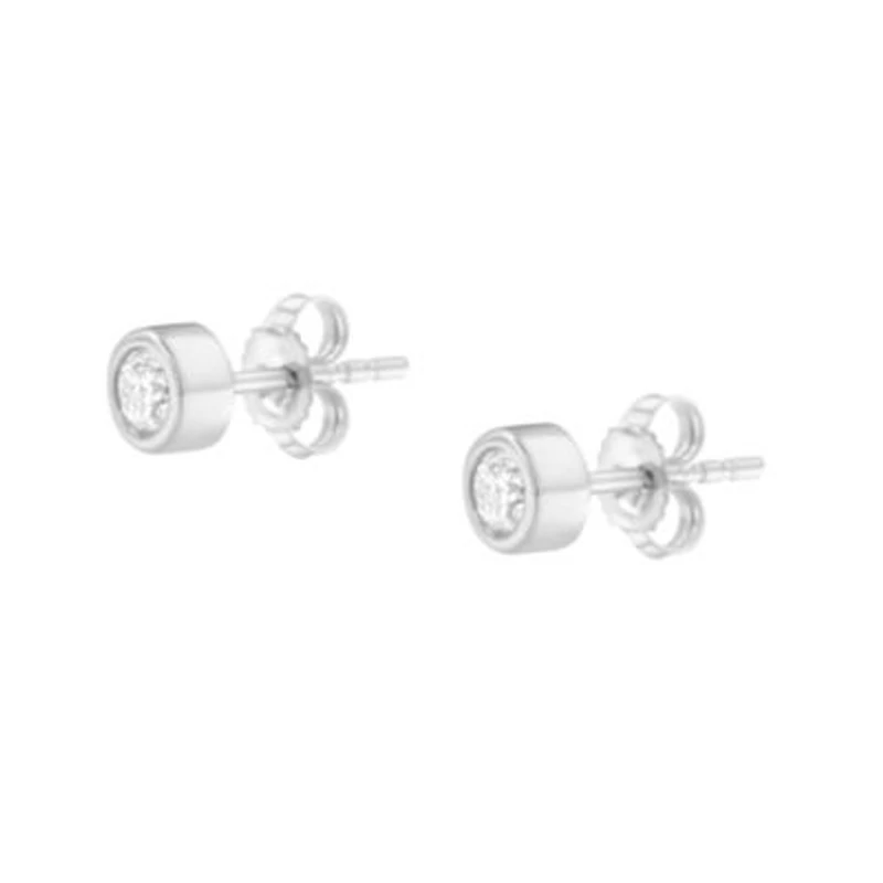 10K Gold 1/4 Ct Diamond Bezel- Stud Earrings