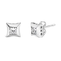 10K White Gold 1/2 Ct Invisible Princess Stud Earrings