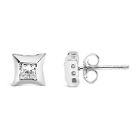 10K White Gold 1/2 Ct Invisible Princess Stud Earrings