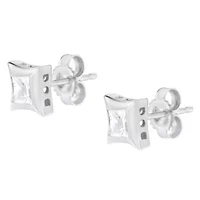 10K White Gold 1/2 Ct Invisible Princess Stud Earrings