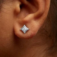 10K White Gold 1/2 Ct Invisible Princess Stud Earrings