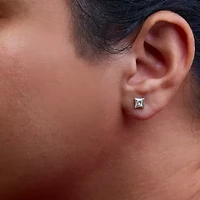10K White Gold 1/3 Ct Invisible Style Princess Stud Earrings