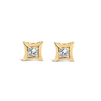 10K Yellow Gold 1/5 Ct Invisible Princess Stud Earrings