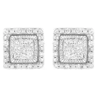 10K White Gold 1/2 Ct Invisible Princess Square Stud Earring