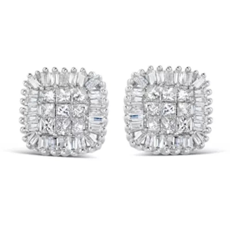 10K White Gold 1/2 Ct Diamond Composite Stud Earrings