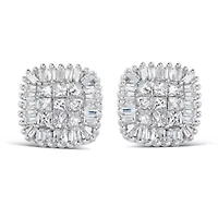 10K White Gold 1/2 Ct Diamond Composite Stud Earrings