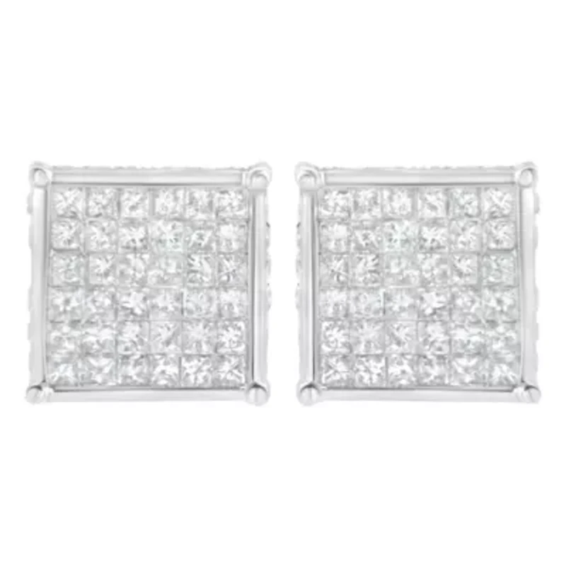 10K White Gold 2ct TDW PrincessComposite Diamond Stud Earring