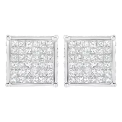 10K White Gold 2ct TDW PrincessComposite Diamond Stud Earring