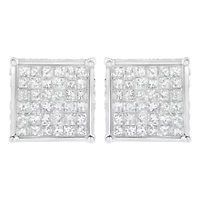 10K White Gold 2ct TDW PrincessComposite Diamond Stud Earring