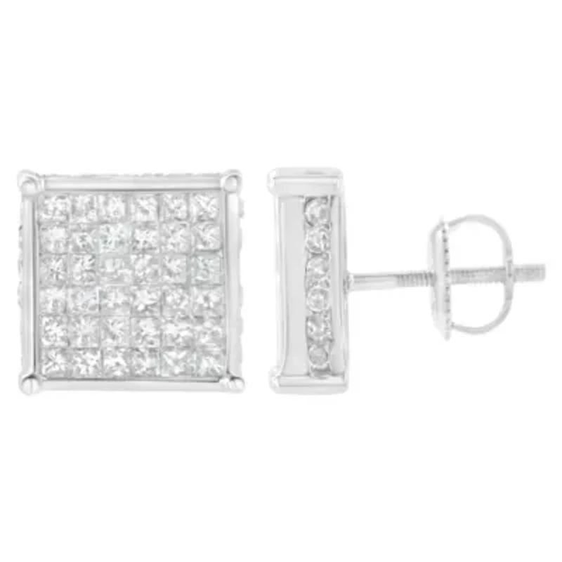 10K White Gold 2ct TDW PrincessComposite Diamond Stud Earring