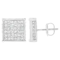 10K White Gold 2ct TDW PrincessComposite Diamond Stud Earring