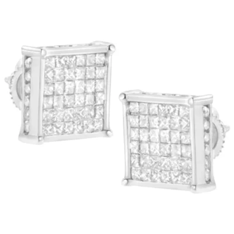 10K White Gold 2ct TDW PrincessComposite Diamond Stud Earring
