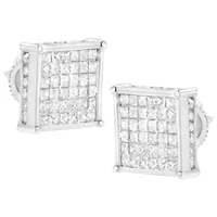 10K White Gold 2ct TDW PrincessComposite Diamond Stud Earring