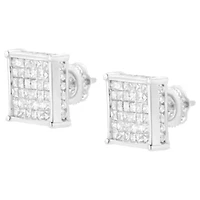 10K White Gold 2ct TDW PrincessComposite Diamond Stud Earring