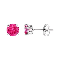 10K White Gold / Ct Lab Created Pink Diamond Solitaire Stud Earrings