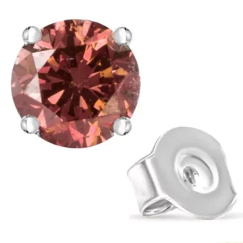10K White Gold / Ct Lab Created Pink Diamond Solitaire Stud Earrings