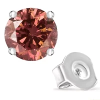 10K White Gold / Ct Lab Created Pink Diamond Solitaire Stud Earrings