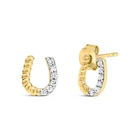 10K Yellow Gold 1/10 Ct Braided Horseshoe Stud Earrings
