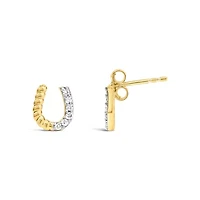 10K Yellow Gold 1/10 Ct Braided Horseshoe Stud Earrings