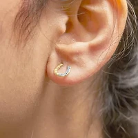 10K Yellow Gold 1/10 Ct Braided Horseshoe Stud Earrings