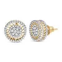 10K Yellow Gold 1.00 Ct Diamond Halo Radiant Sunburst Stud Earrings