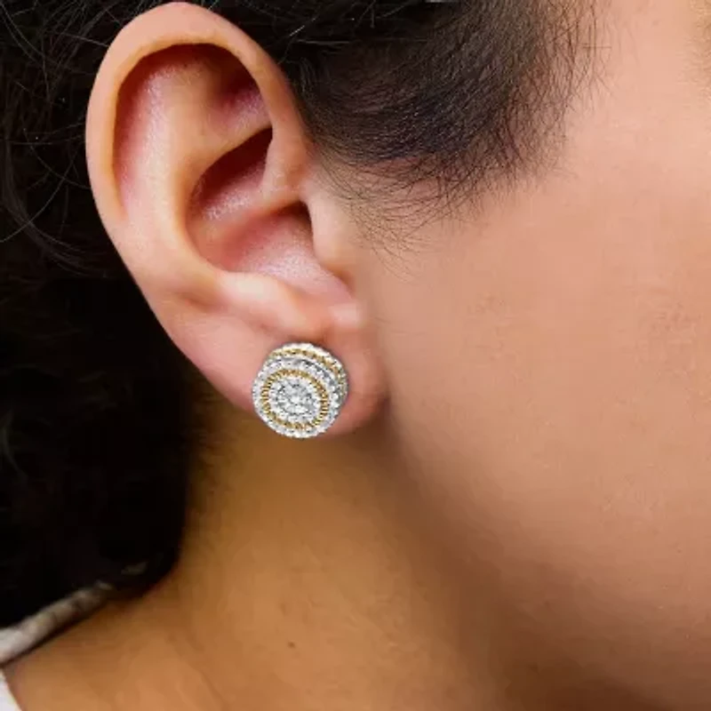 10K Yellow Gold 1.00 Ct Diamond Halo Radiant Sunburst Stud Earrings
