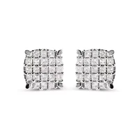 10K White Gold 3/4 Ct Princess Diamond Composite Cushion Shape Stud Earrings