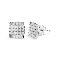 10K White Gold 3/4 Ct Princess Diamond Composite Cushion Shape Stud Earrings