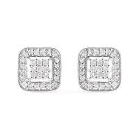 10K White Gold 5/8 Cttw Diamond Composite Stud Earrings