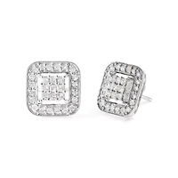 10K White Gold 5/8 Cttw Diamond Composite Stud Earrings
