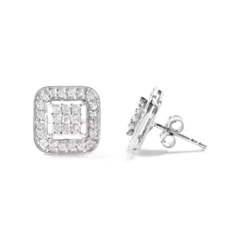 10K White Gold 5/8 Cttw Diamond Composite Stud Earrings