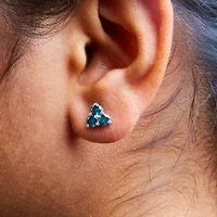 14KT White Gold Blue Diamond Trio Stud Earrings