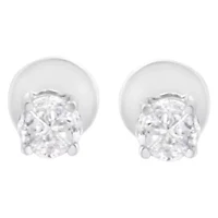 14K White Gold 1/2 Cttw Pie-Cut Diamond Solitaire Stud Earrings