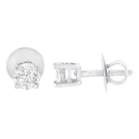 14K White Gold 1/2 Cttw Pie-Cut Diamond Solitaire Stud Earrings