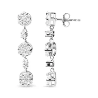 14K White Gold 2.00 Cttw Diamond Composite Cluster Floral Drop Earrings