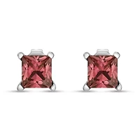 Lab Created 14K White Gold 1/2 Ct Lab Grown Pink Princess Diamond Solitaire Stud Earrings