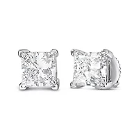 Lab Created 14K White Gold 1.0 Ct Princess Lab Grown Diamond Solitaire Stud Earrings