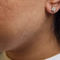 14K Yellow Gold 1/2 Ct Invisible Princess 9 Stone Square Stud Earrings