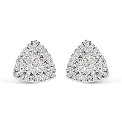 14K White Gold 1/2 Ct Trillion Shaped Diamond Stud Earrings