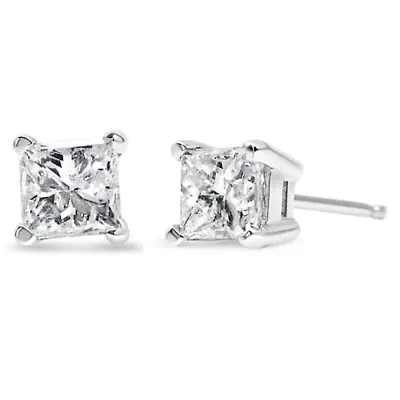 14K White Gold 1.00 Cttw Diamond Classic Stud Earrings