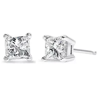 14K White Gold 1.00 Cttw Diamond Classic Stud Earrings