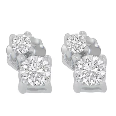 14K White Gold 1/2 Ct Round Diamond Earrings