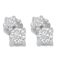 14K White Gold 1/2 Ct Round Diamond Earrings