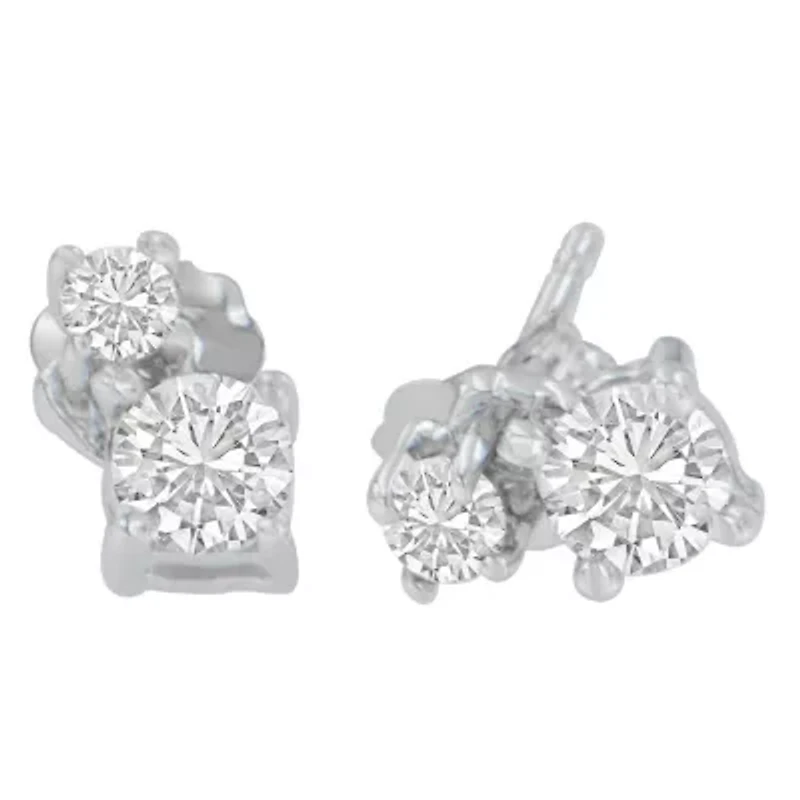 14K White Gold 1/2 Ct Round Diamond Earrings