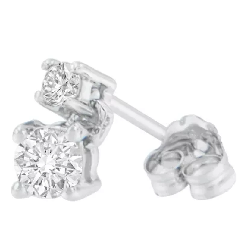14K White Gold 1/2 Ct Round Diamond Earrings