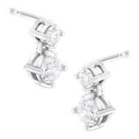 14K White Gold 1 cttw Double Diamond Stud Earrings