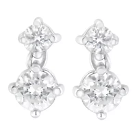 14K White Gold 1 cttw Double Diamond Stud Earrings