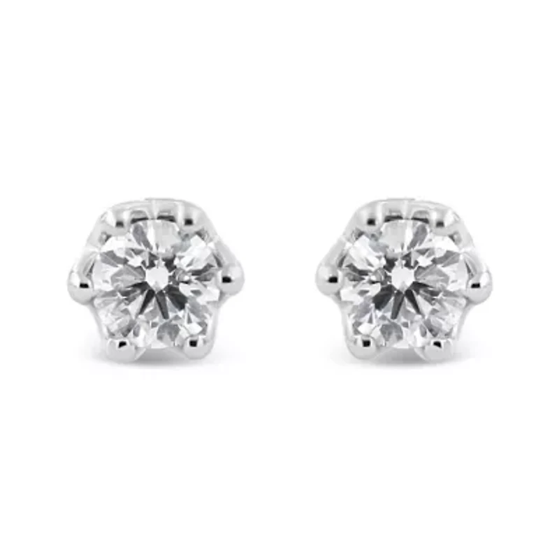 14K Gold 1/2 Ct Round Diamond Crown Stud Earring