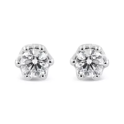 14K Gold 1/2 Ct Round Diamond Crown Stud Earring