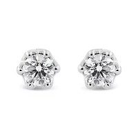 14K Gold 1/2 Ct Round Diamond Crown Stud Earring